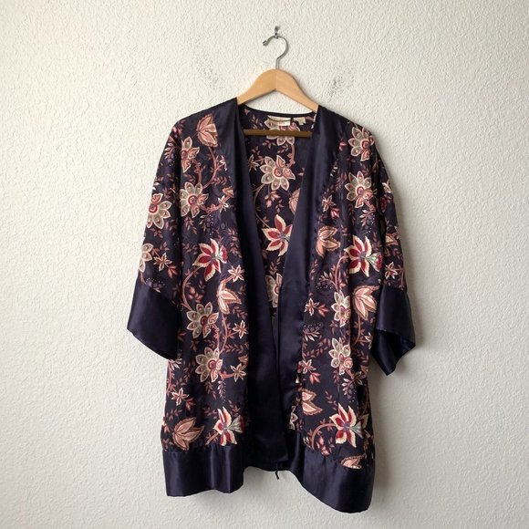 Rare Vintage VICTORIA'S SECRET Gold Label Satin Floral Kimono Robe - Picture 1 of 9